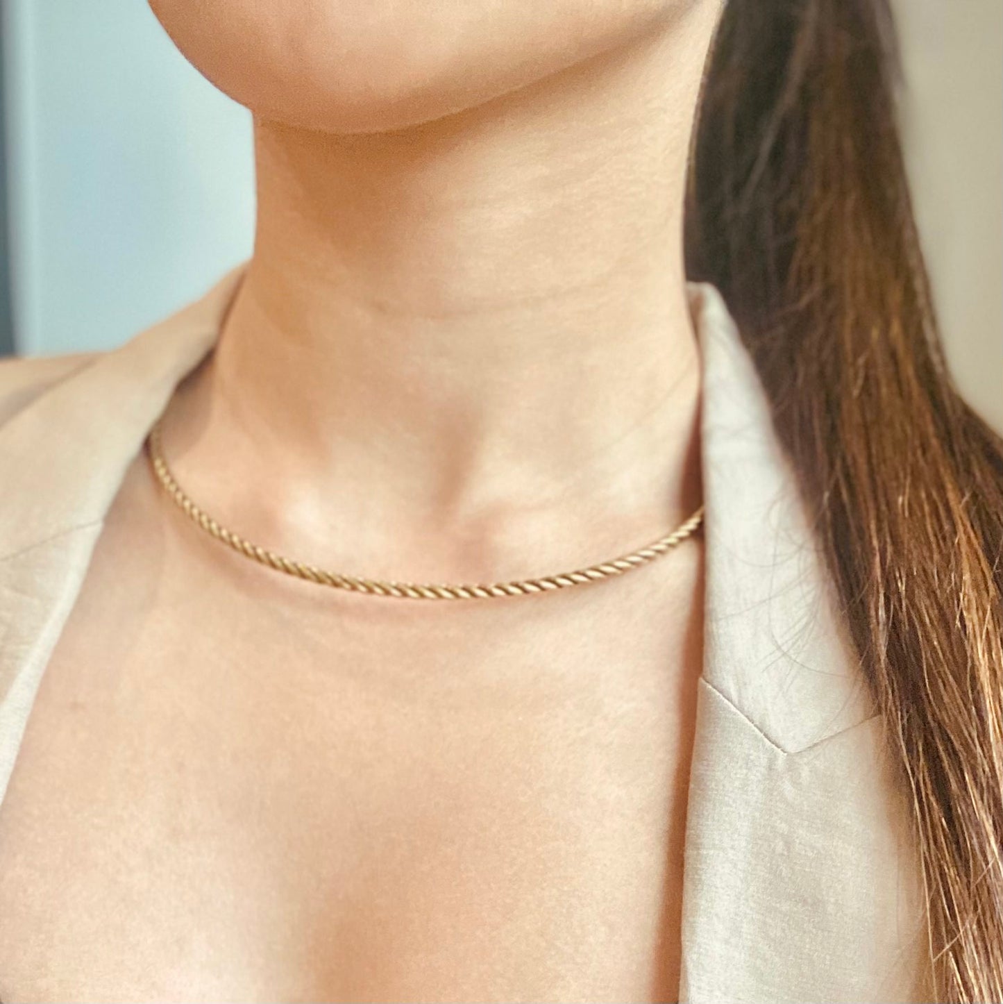 Braided Gold Choker Necklace
