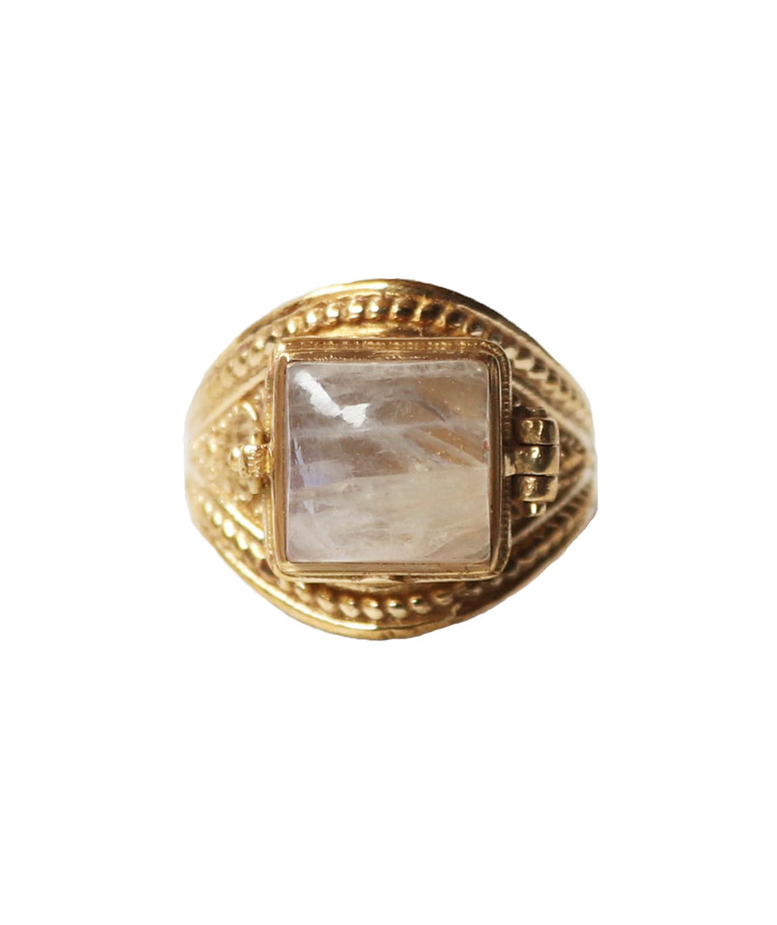 Brass Ring with Square Stone