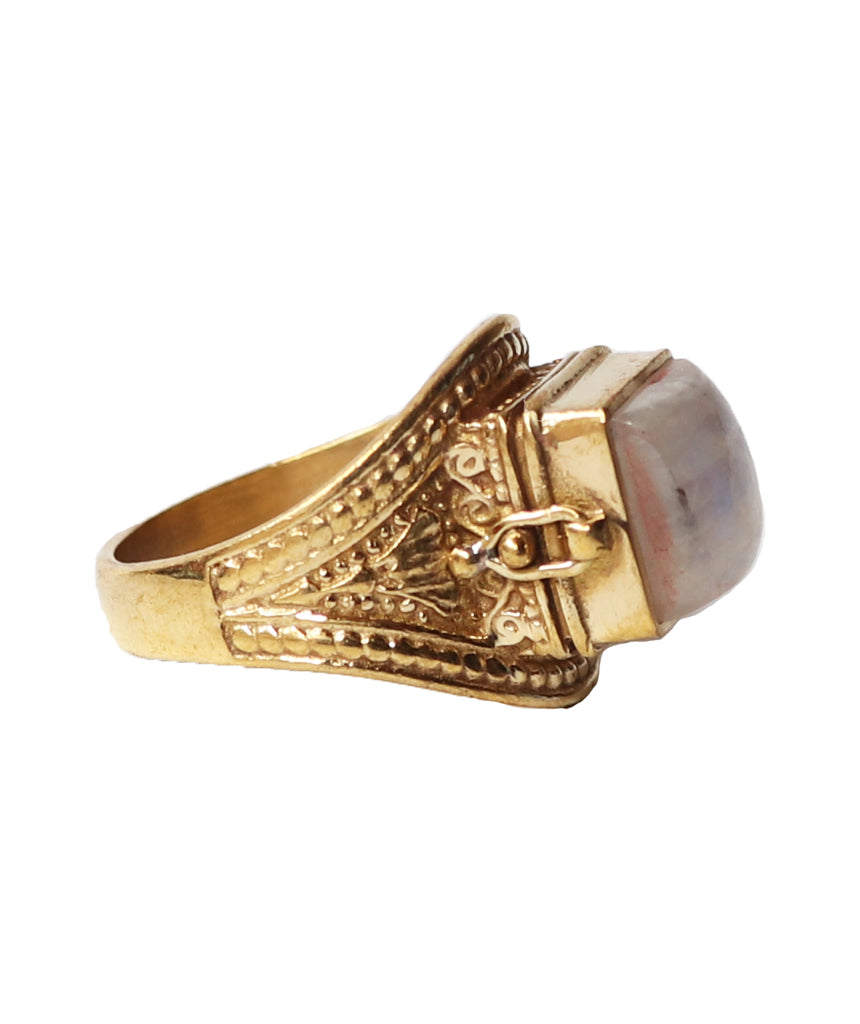 Brass Ring with Square Stone