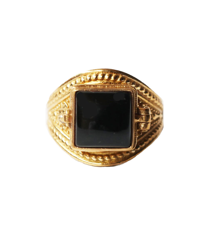 Brass Ring with Square Stone