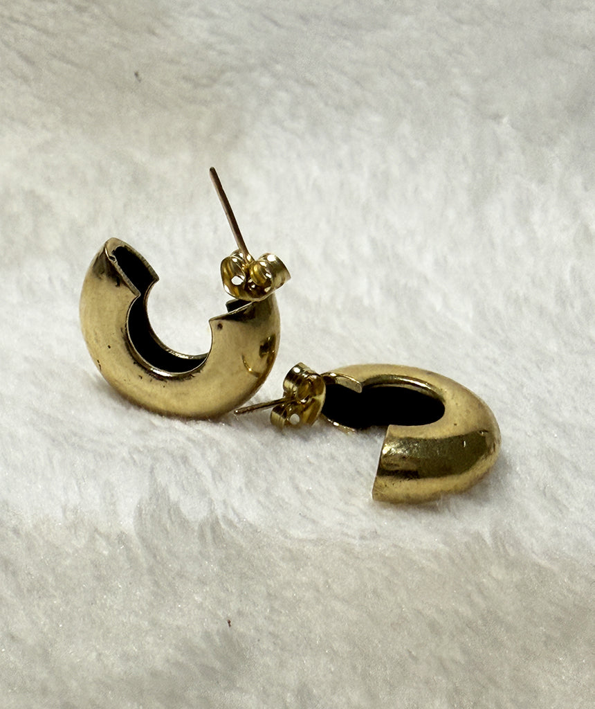 Chunky Half Hoop Stud Earrings