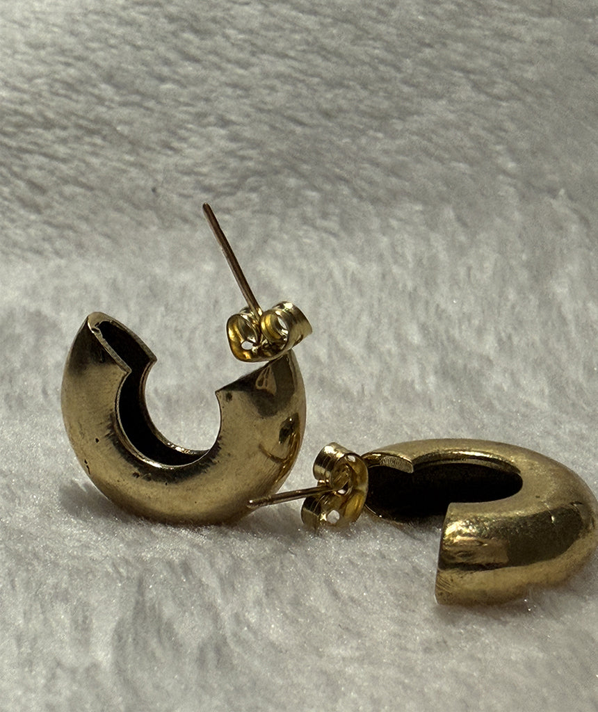 Chunky Half Hoop Stud Earrings