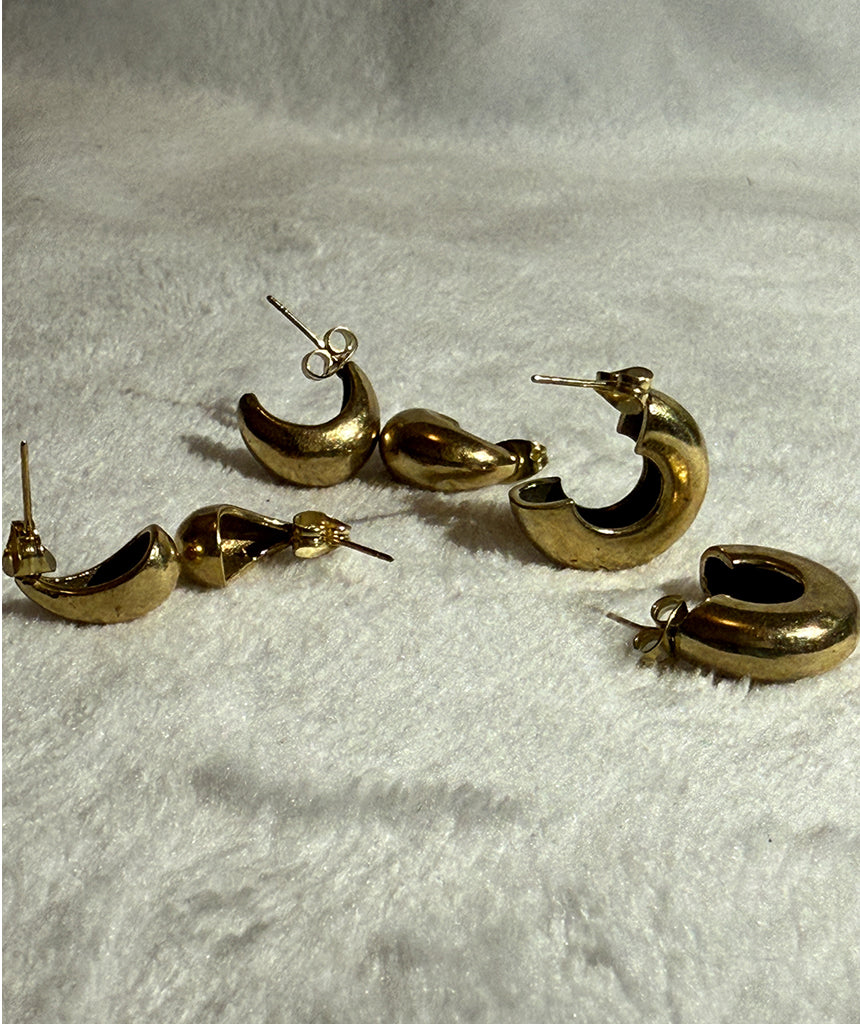Chunky Half Hoop Stud Earrings