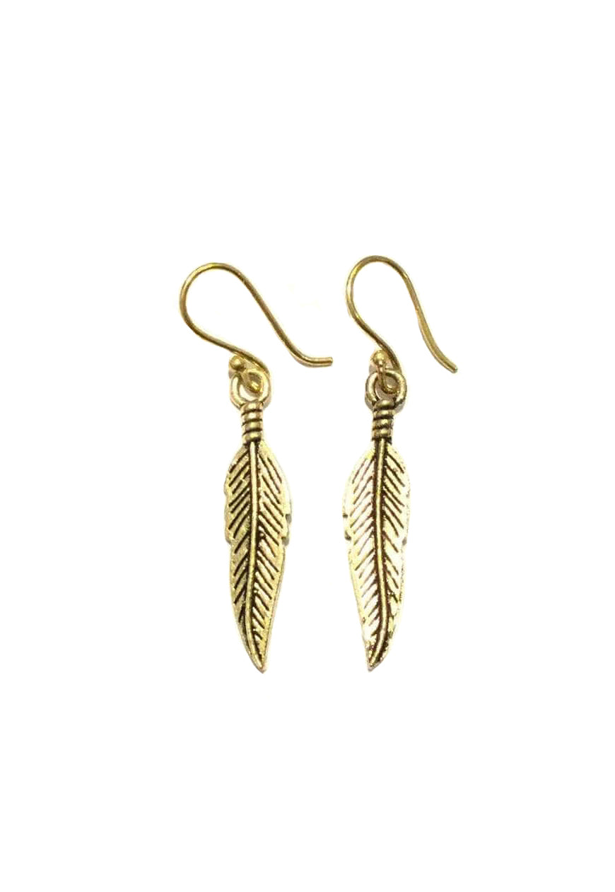 Gold Feather Earrings