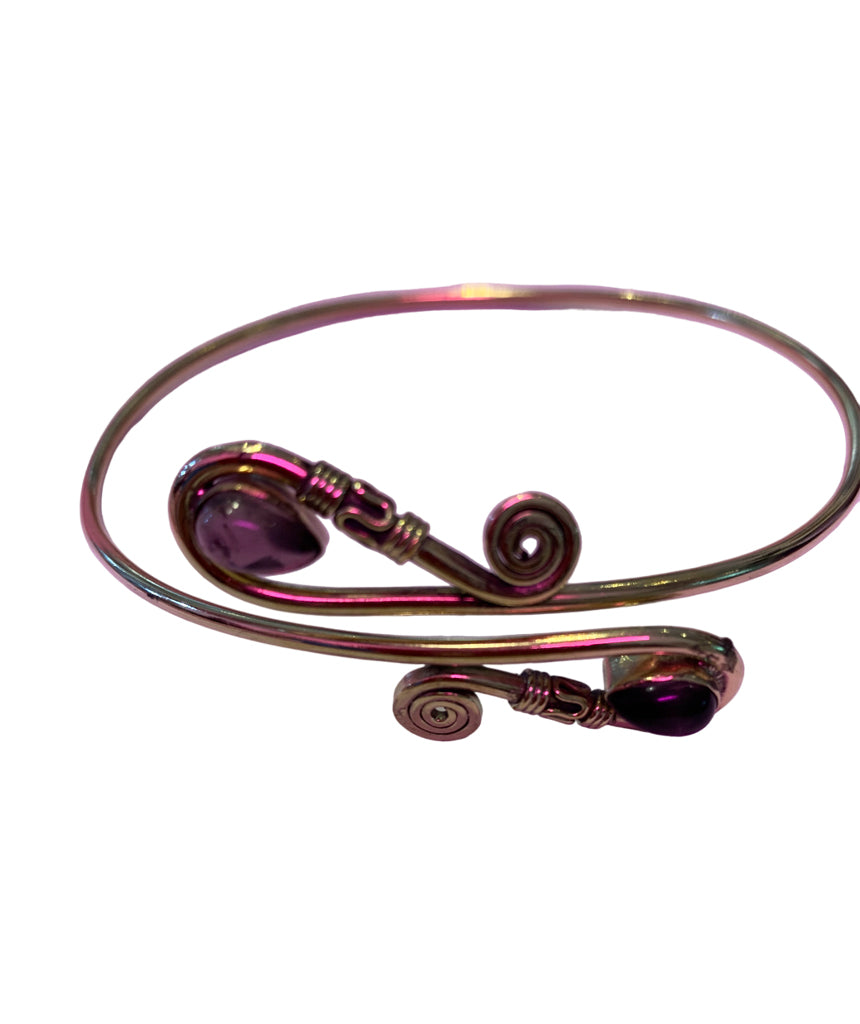 Gold Grey Armcuff with Semi Precious Stone