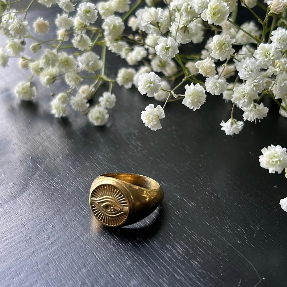 Large Evil Eye Signet Ring