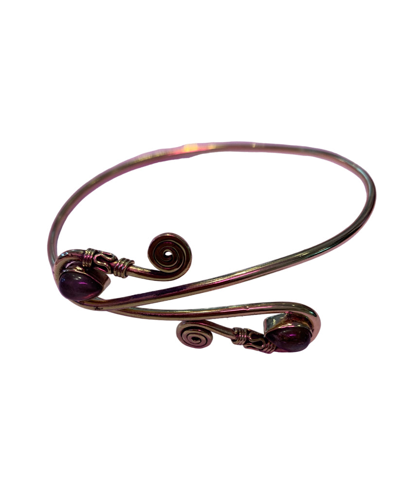 Gold Purple Armcuff with Semi Precious Stone