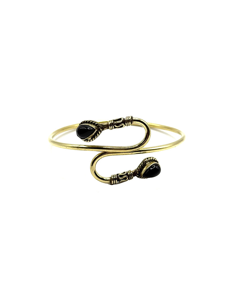 Double S-Stone Bangle Bracelet