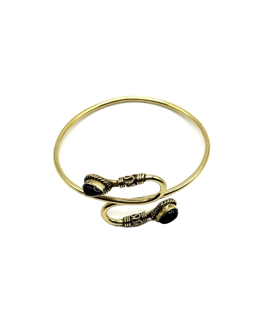 Double S-Stone Bangle Bracelet