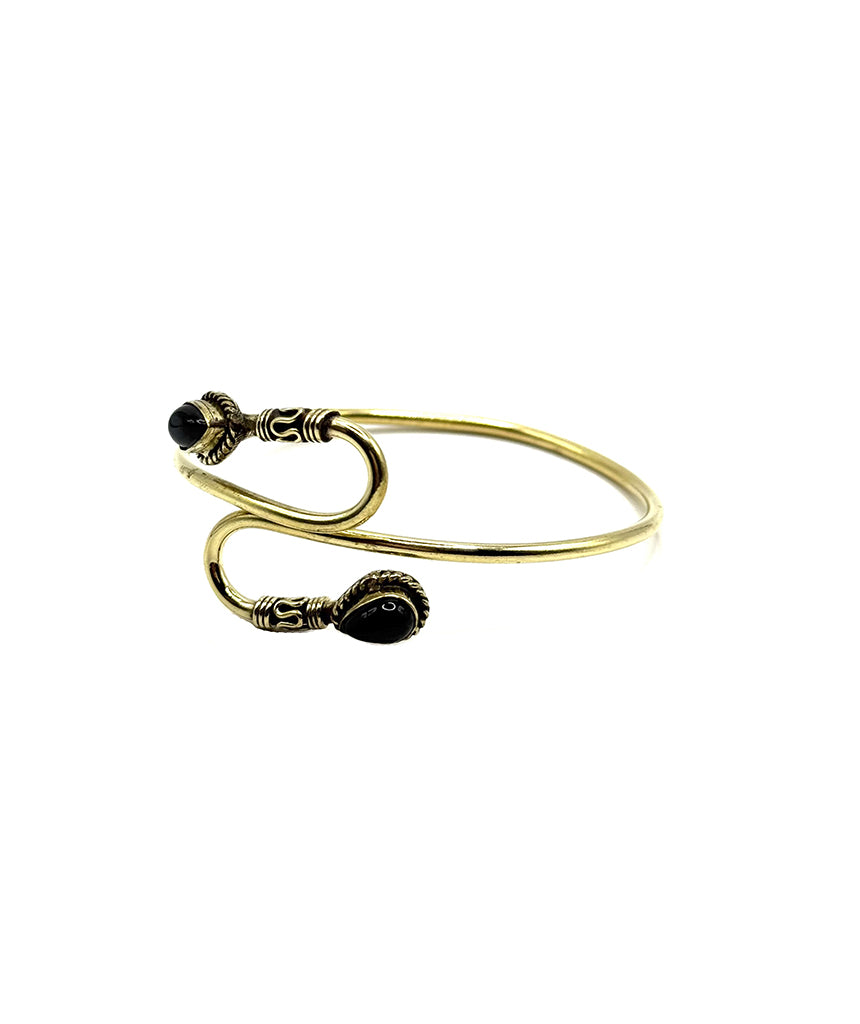 Double S-Stone Bangle Bracelet