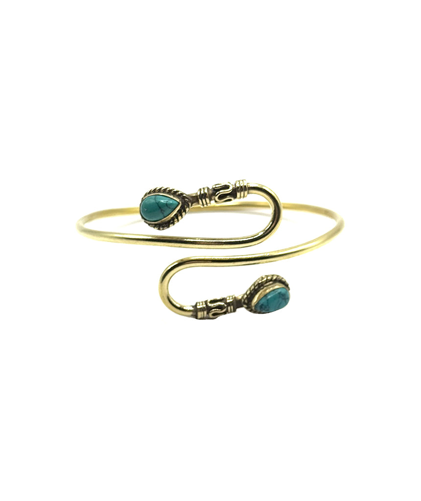 Double S-Stone Bangle Bracelet