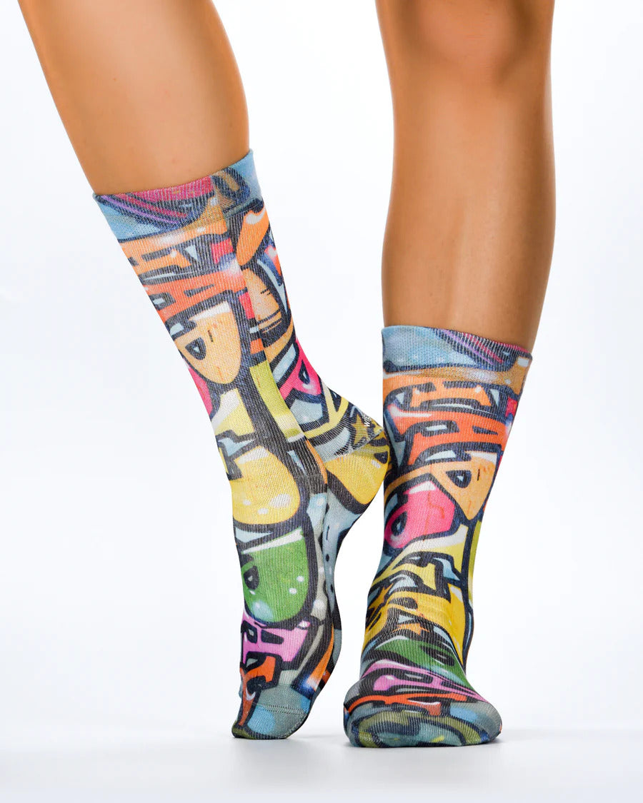 Blue Graffitti Art Socks