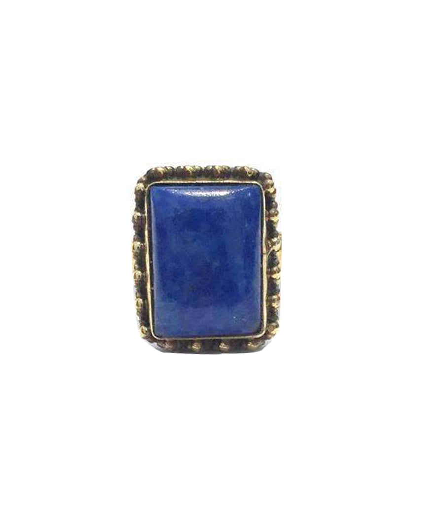 Silver Blue Square Rock Ring