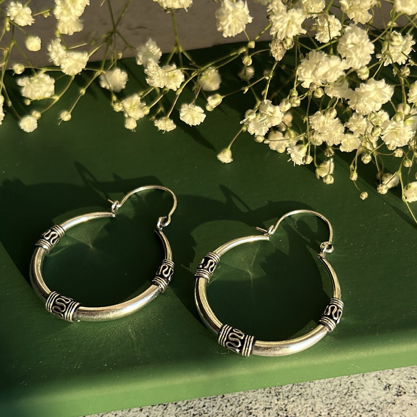 Silver Boho Hoop Earrings