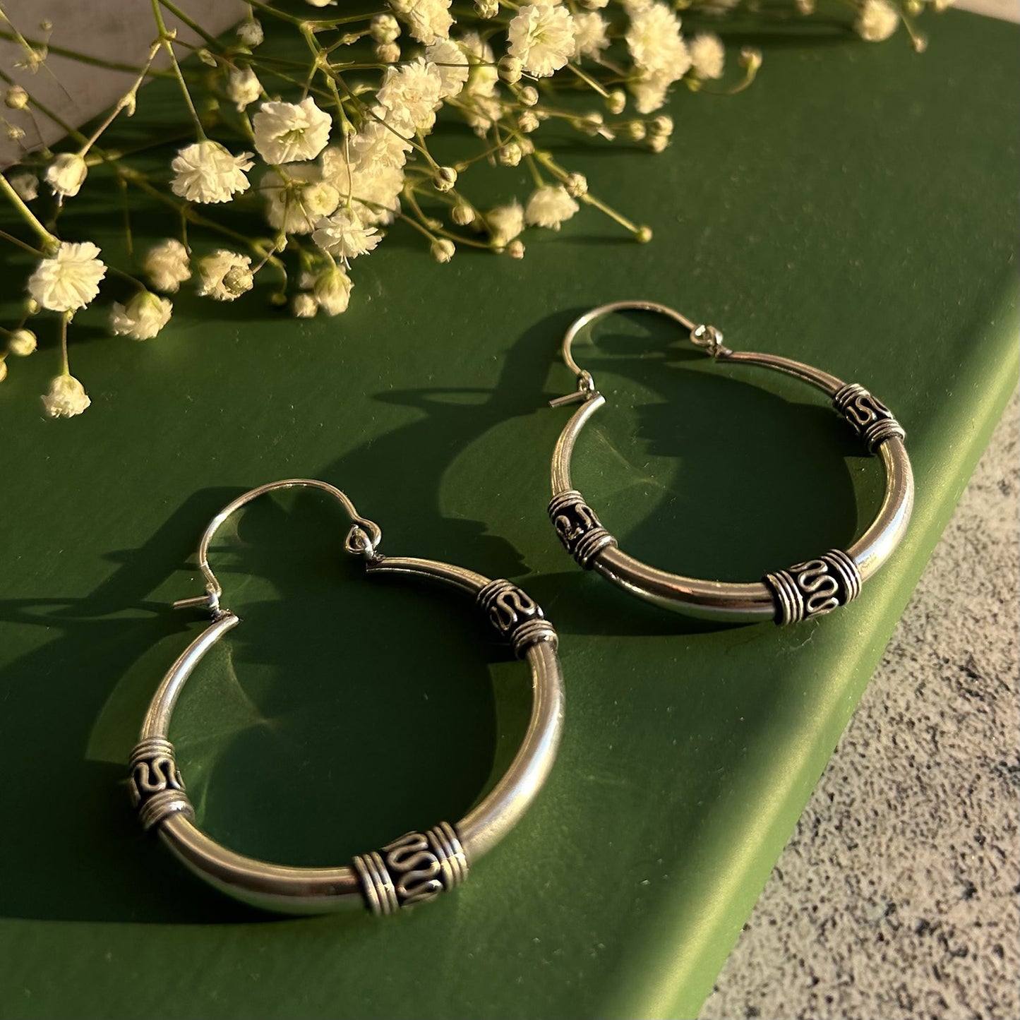 Silver Boho Hoop Earrings