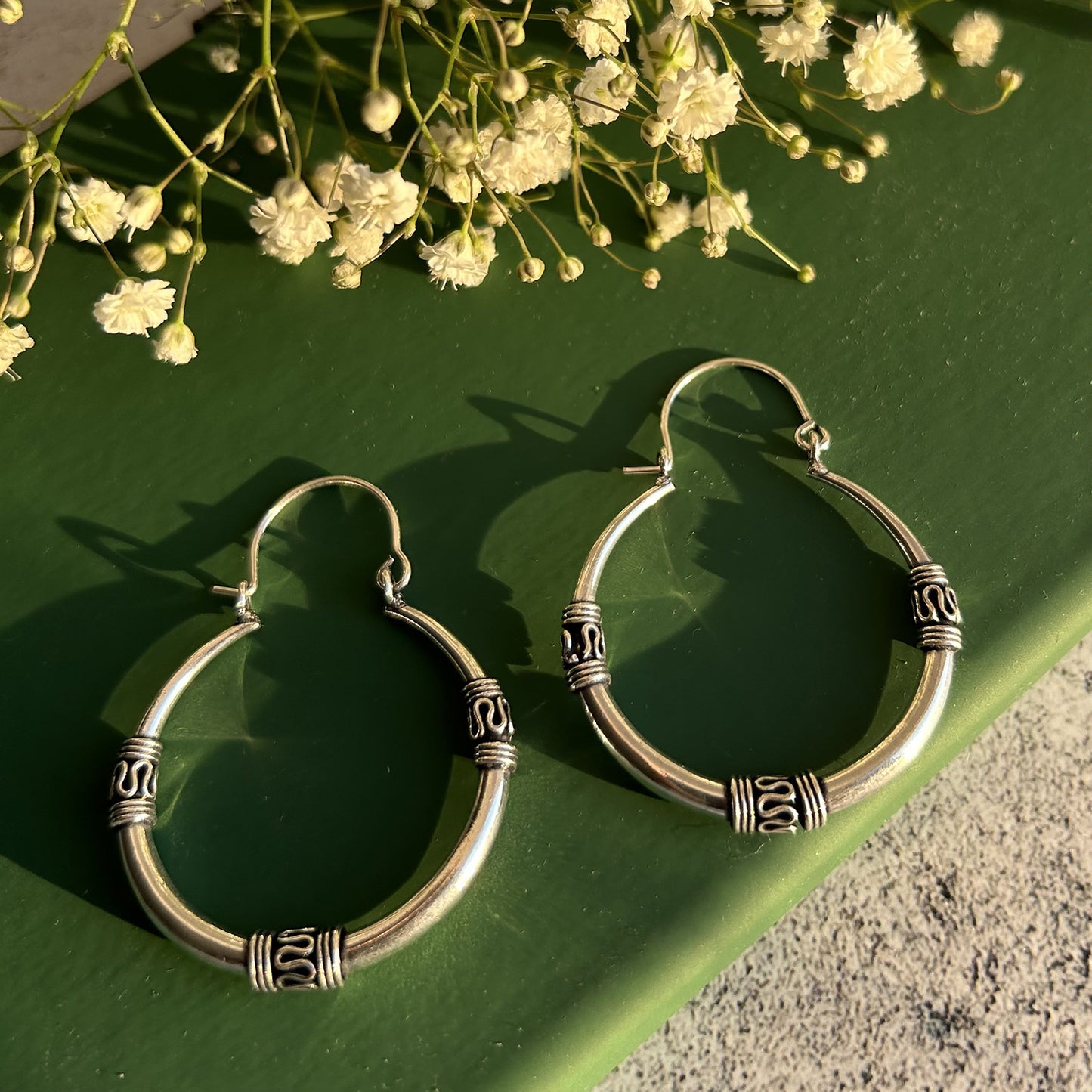 Silver Boho Hoop Earrings