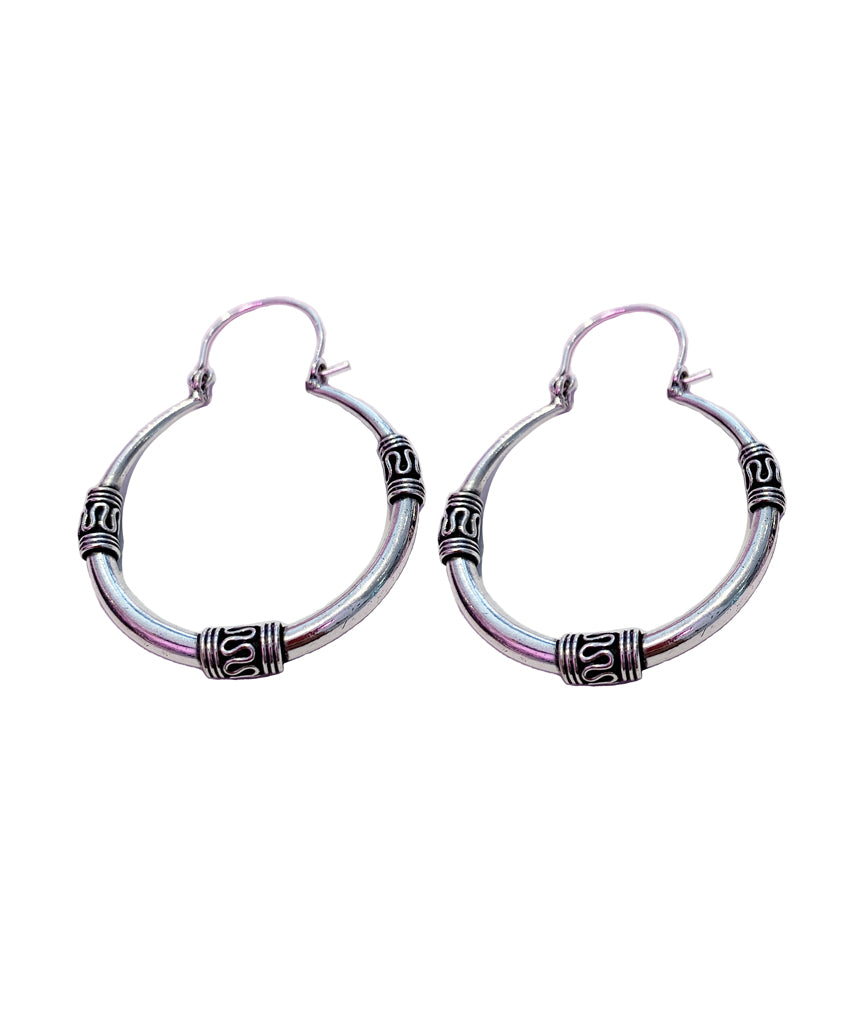 Silver Boho Hoop Earrings
