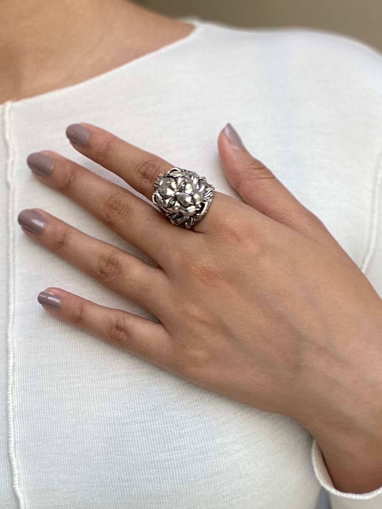 Silver Lion Ring