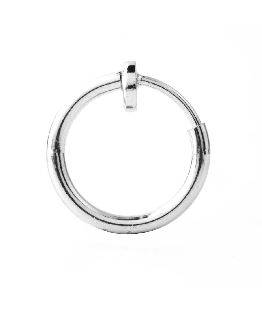 Silver Nose & Ear Hoop Fake Earring No Piercing Required