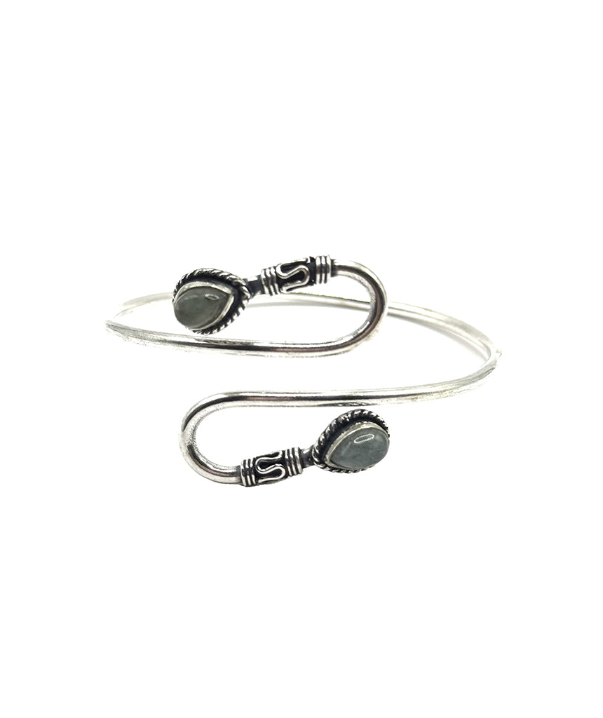 Double S-Stone Bangle Bracelet