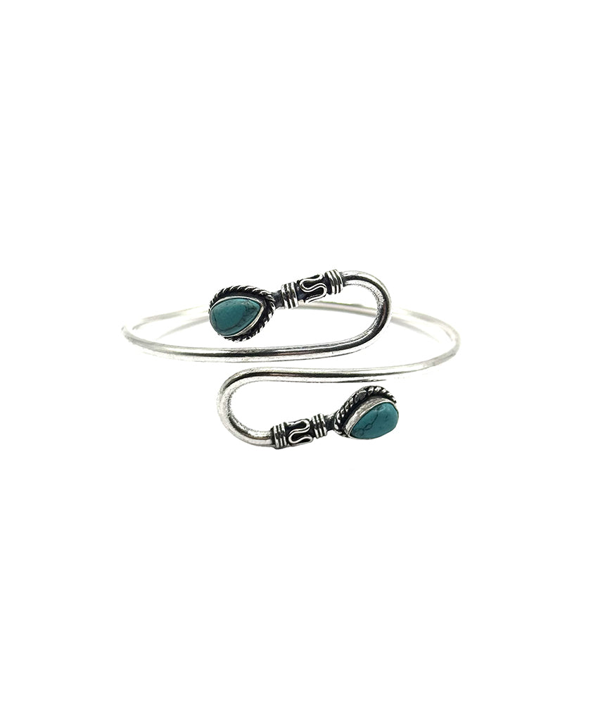 Double S-Stone Bangle Bracelet