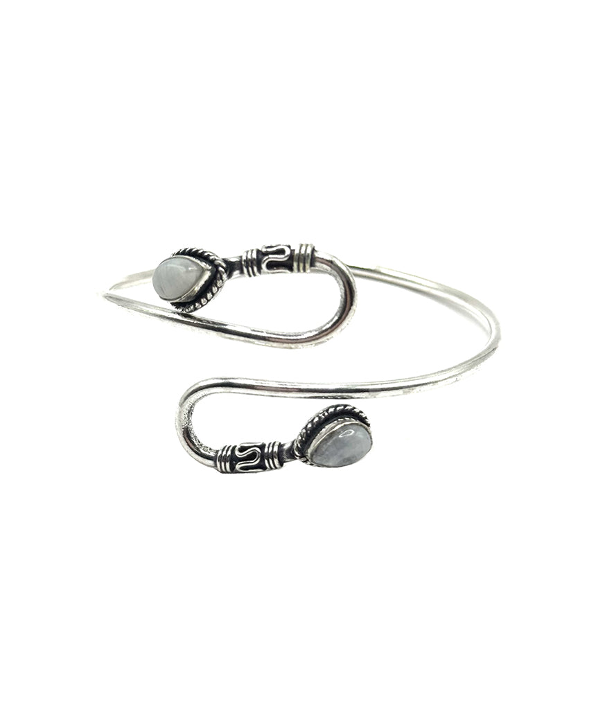 Double S-Stone Bangle Bracelet