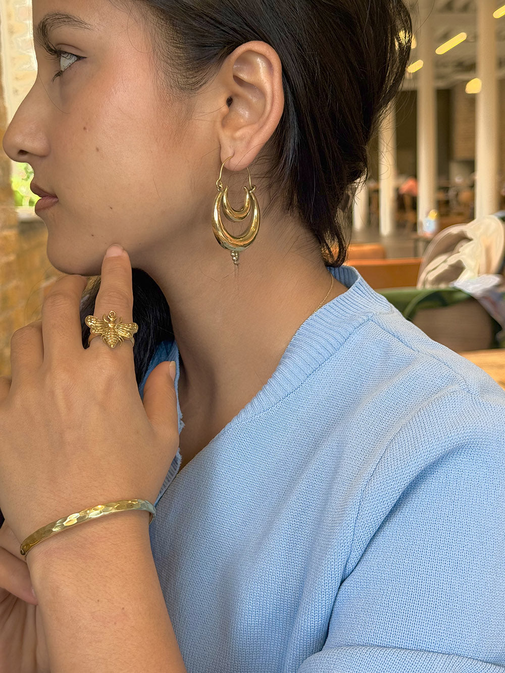 Triple Crescent Moon Earrings