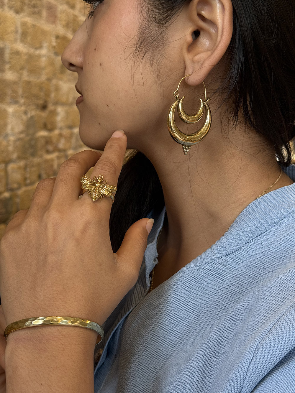 Triple Crescent Moon Earrings