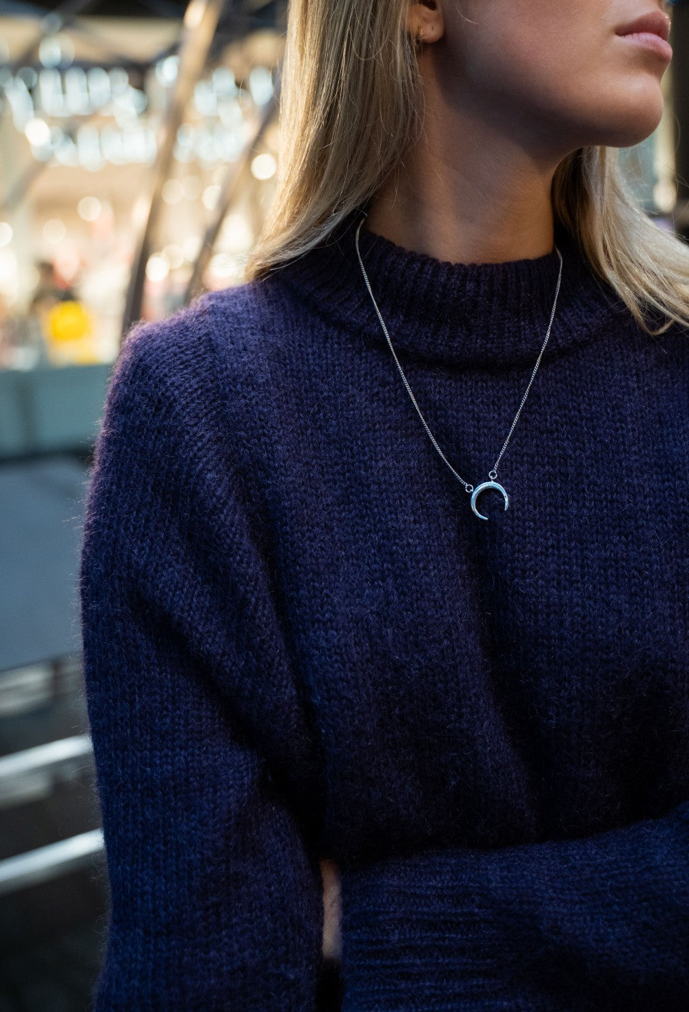 Silver Horn Pendant Necklace