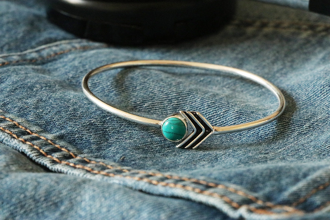 Arrow Stone Bangle Bracelet