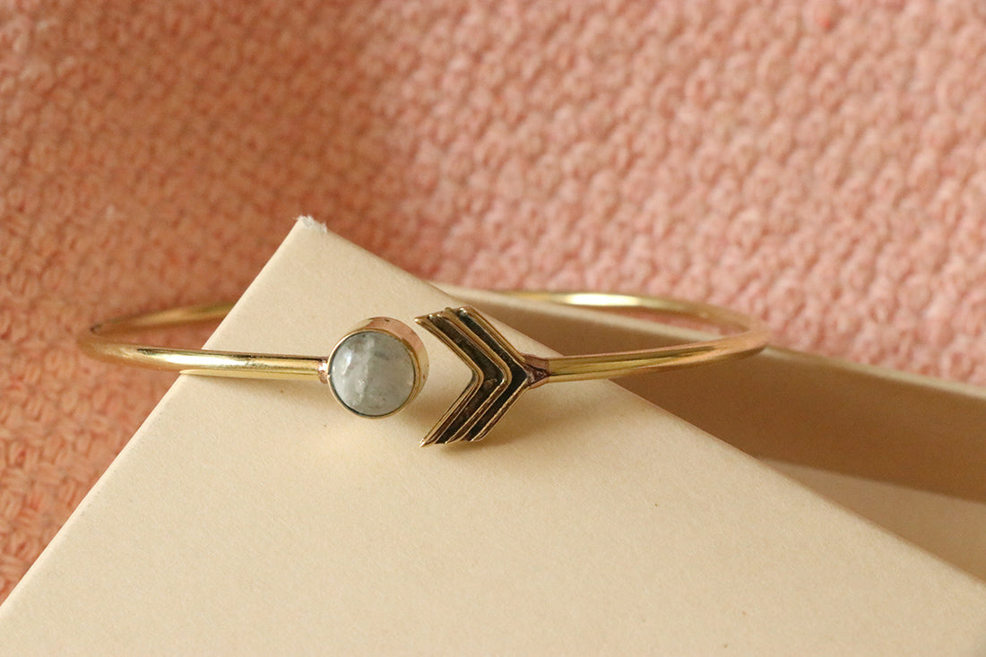 Arrow Stone Bangle Bracelet