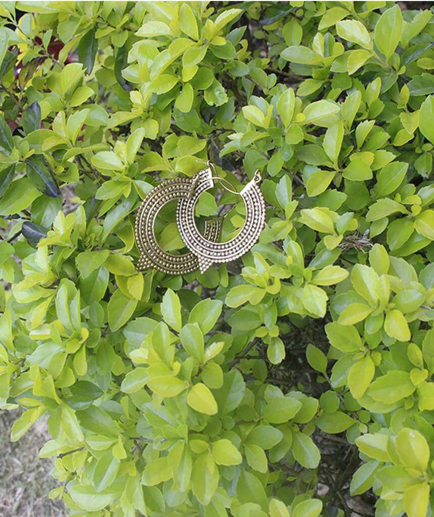 Aztec Hoop Earrings Gold