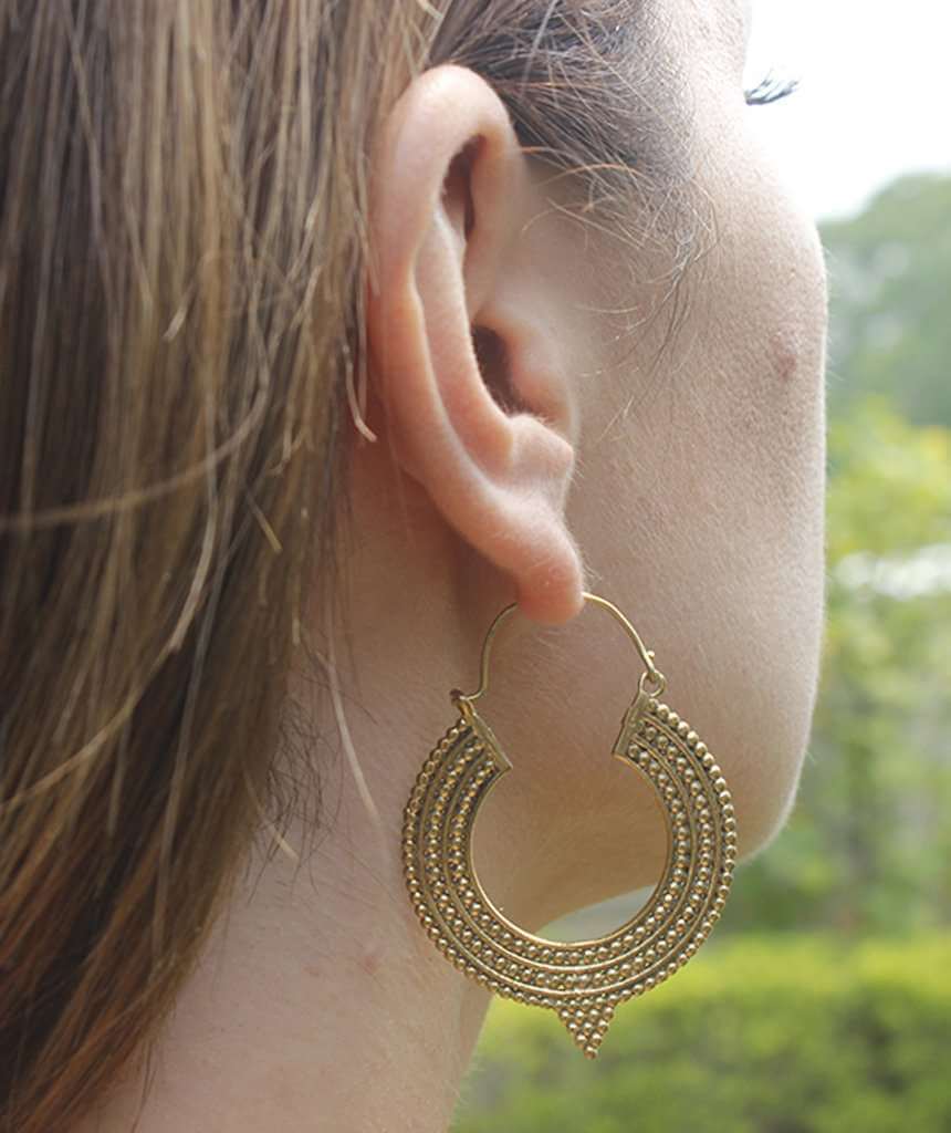 Aztec Hoop Earrings Gold