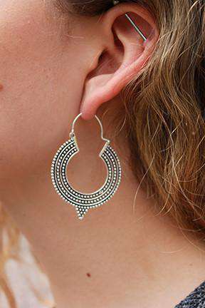Aztec Hoop Earrings Silver