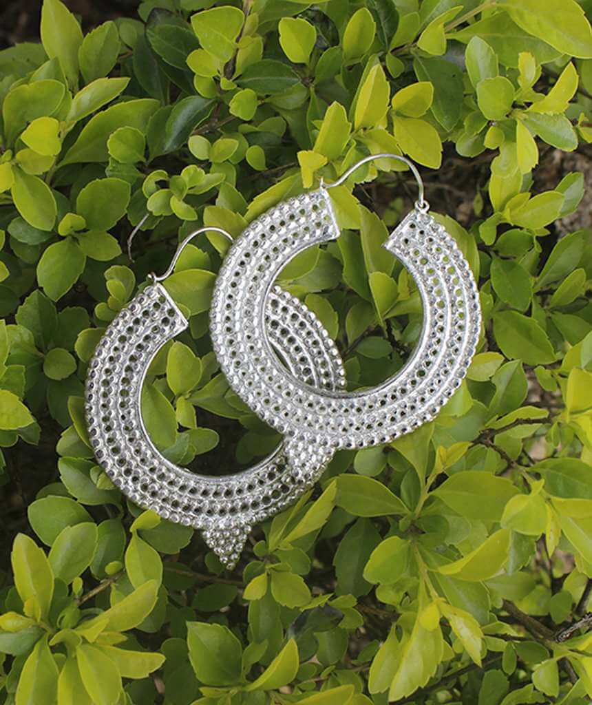 Aztec Hoop Earrings Silver