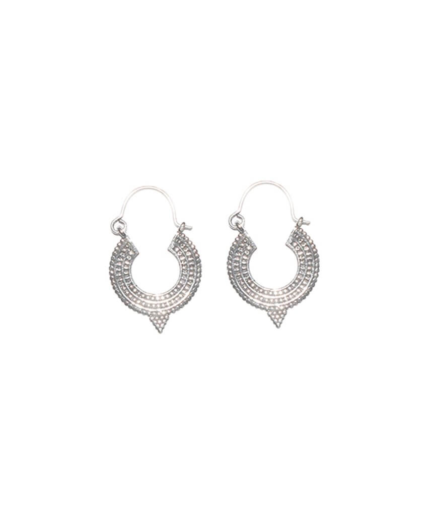 Aztec Hoop Earrings Silver