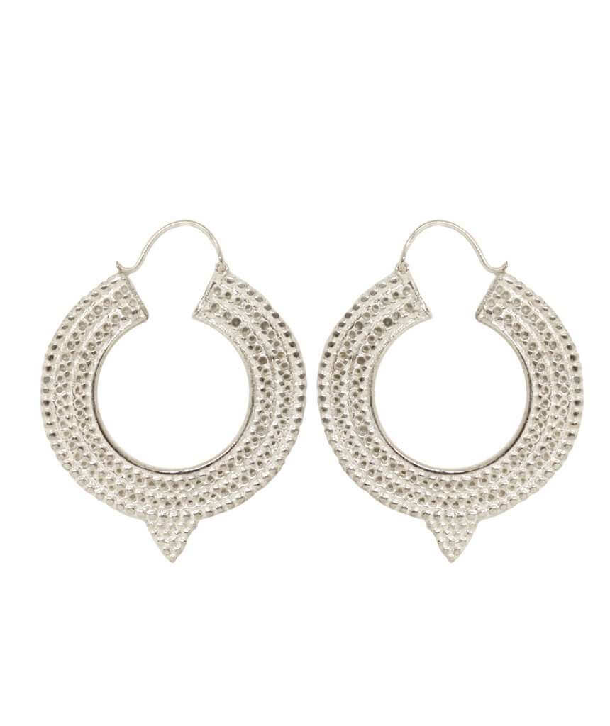 Aztec Hoop Earrings Silver