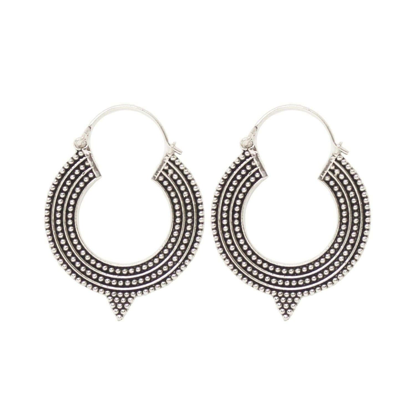 Aztec Hoop Earrings Silver