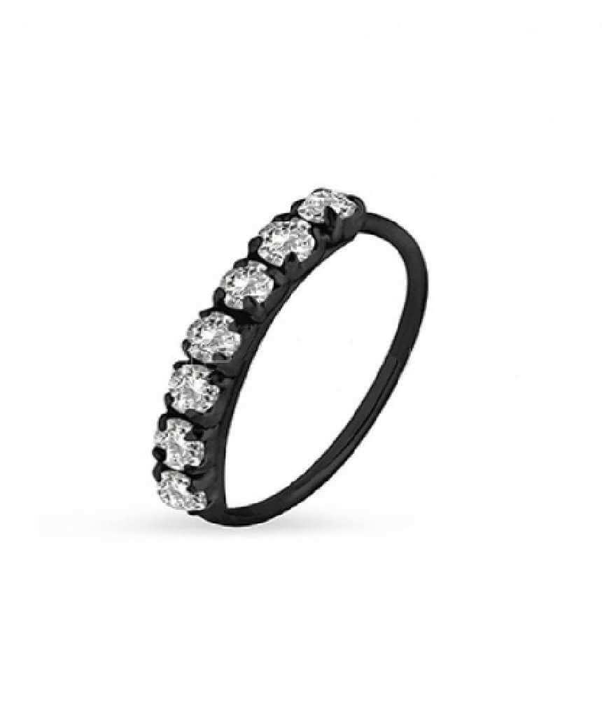 Black Sterling Silver Nose & Ear Hoop with 7 Gems