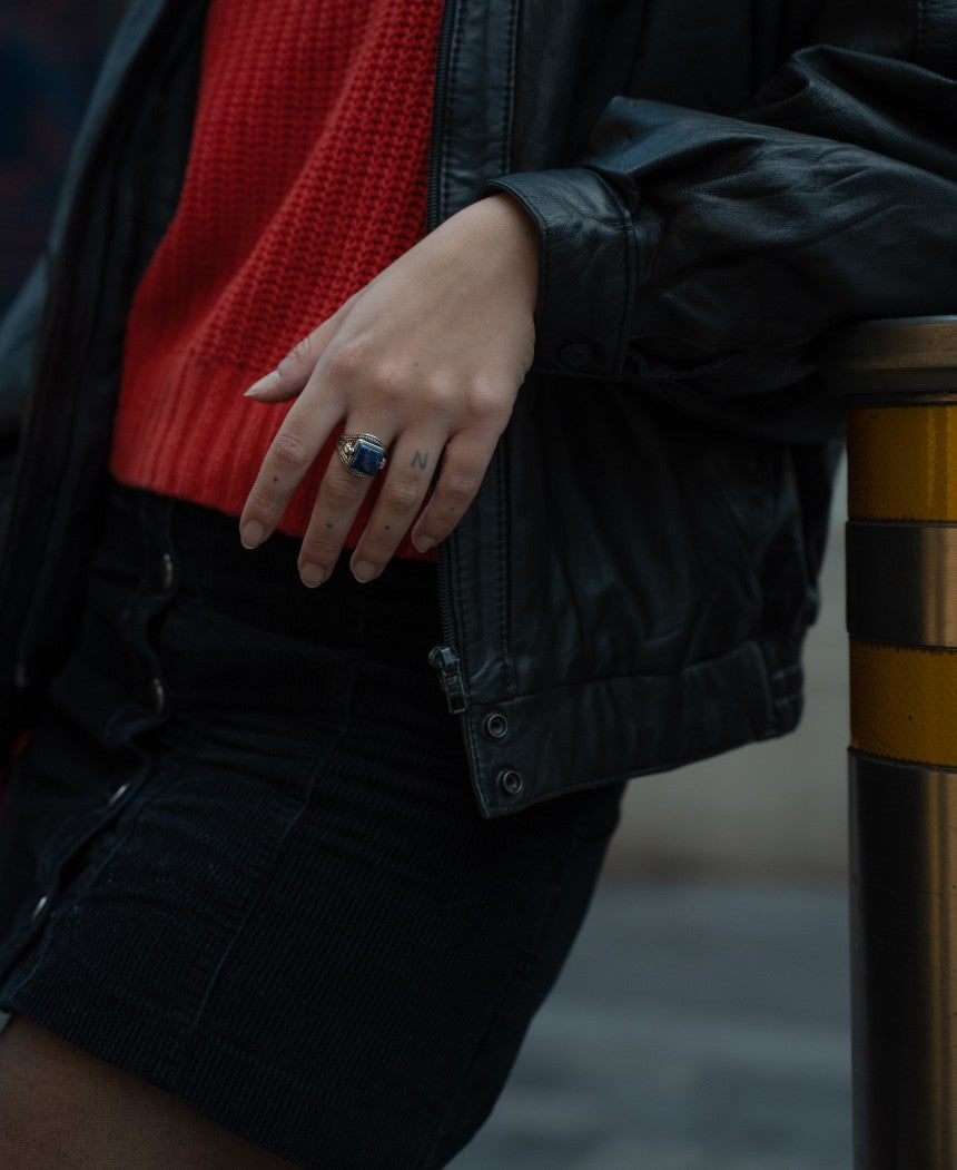 Brass Ring with Square Stone