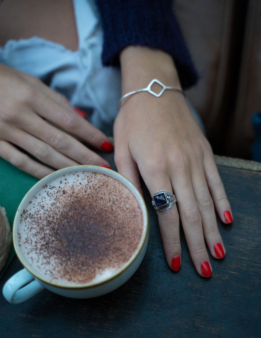 Brass Ring with Square Stone