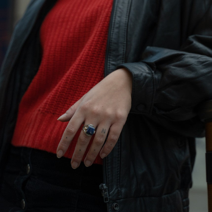 Brass Ring with Square Stone