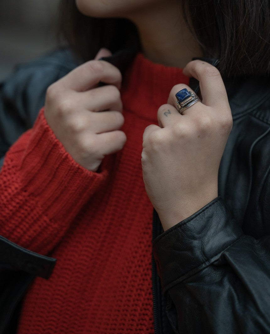 Brass Ring with Square Stone
