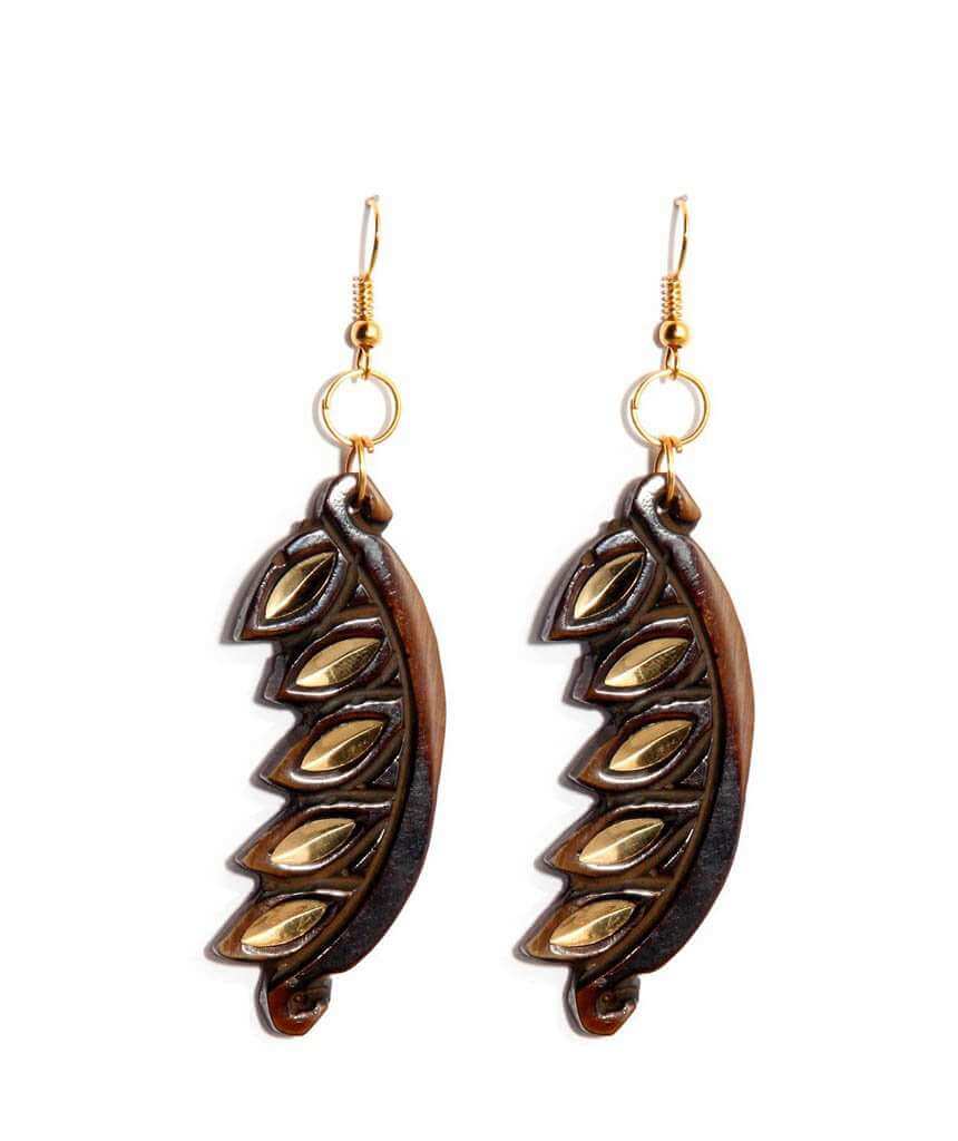 Brown Carved Edgy Earrings