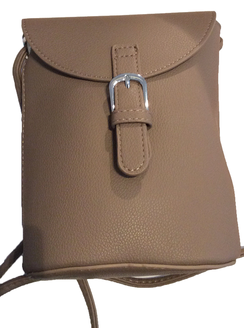 Brown Small Front Buckle Grip Bag