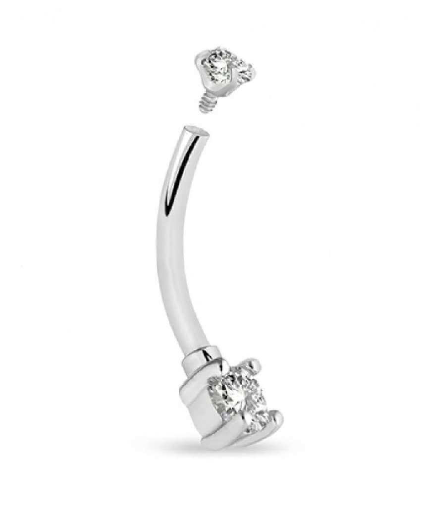 Clear Surgical Steel Internally Threaded Belly Ring