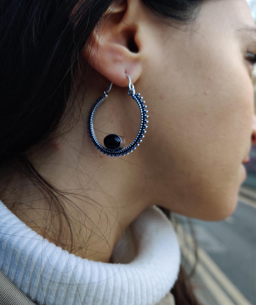 Circular Stone Earrings