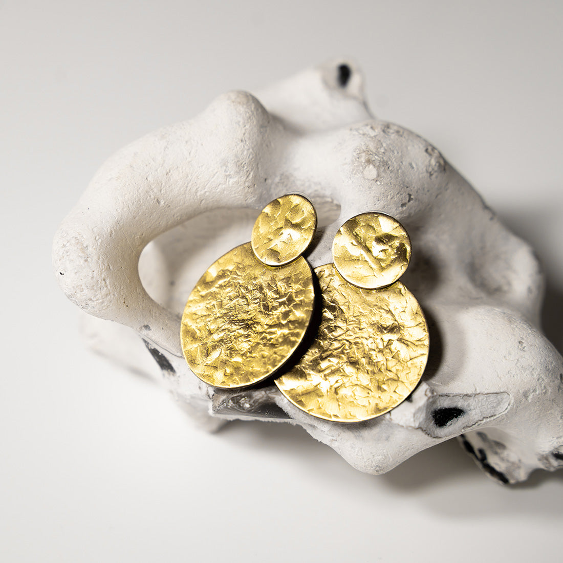 Elegant gold earrings with double circle