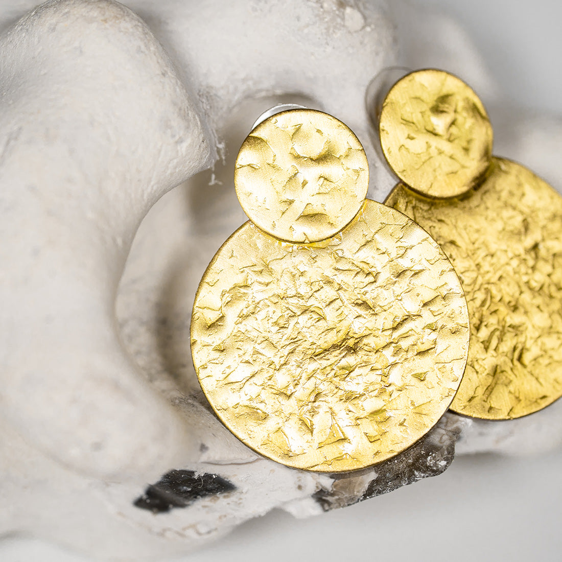 Elegant gold earrings with double circle