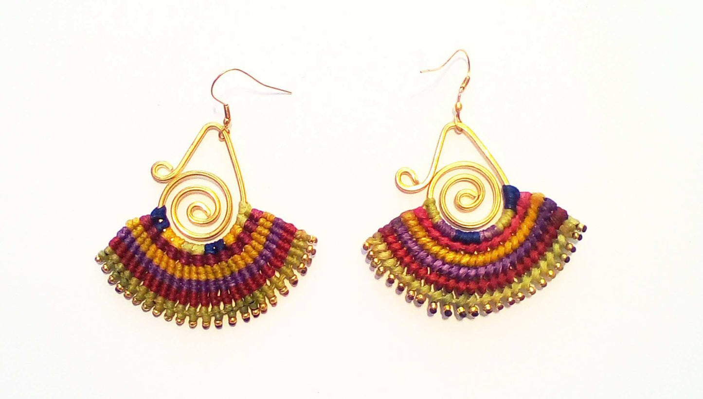 Fan Shaped Multicoloured Earrings